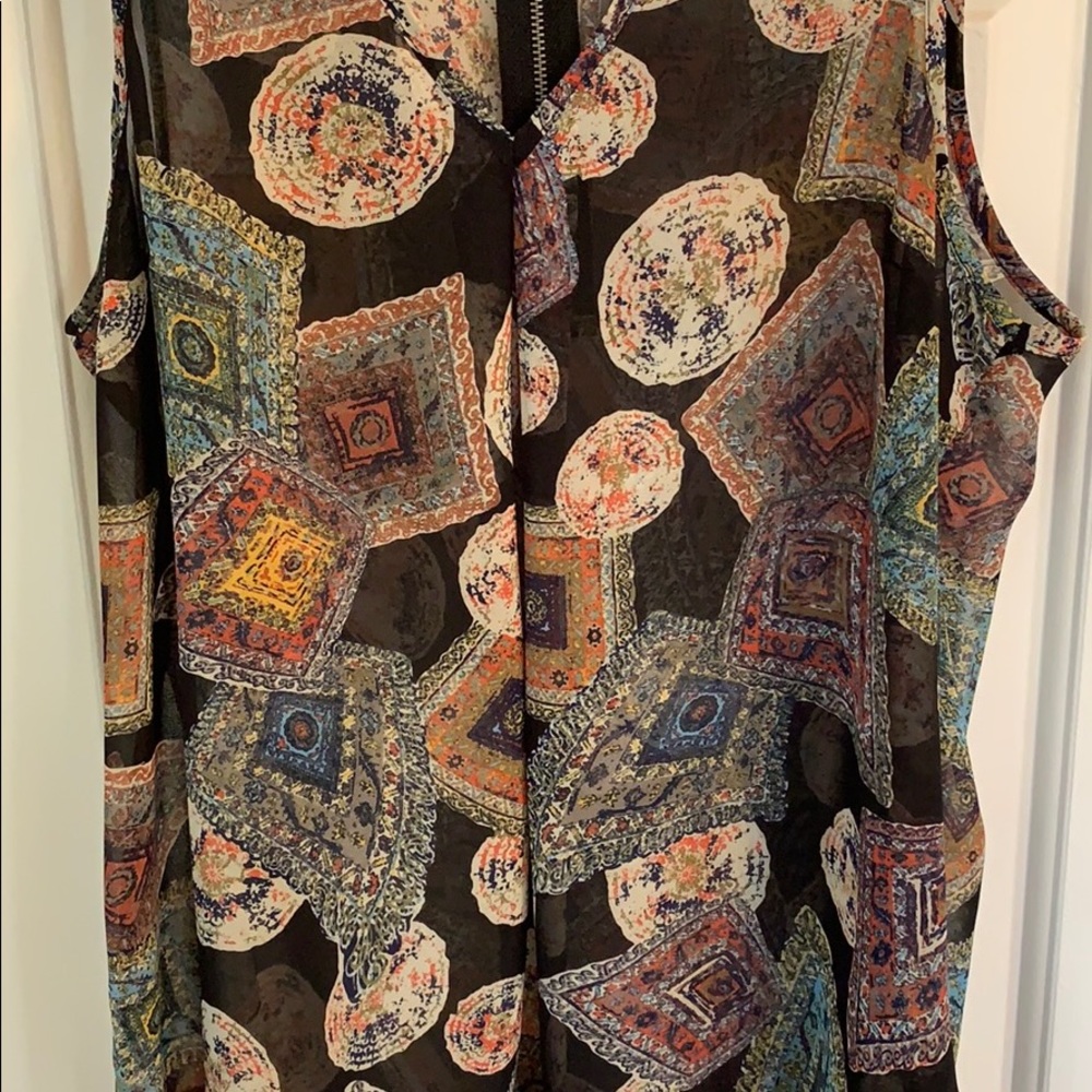 Sheer Tank Top With Patterns Size Small - image 2